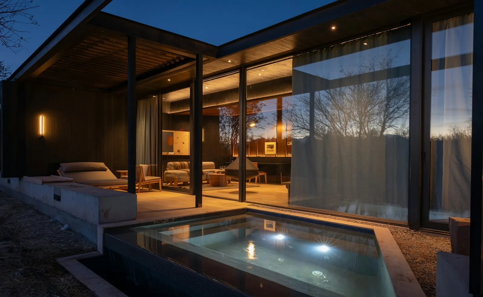 Modern home with pool at dusk (sample image)